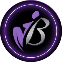 Monograma da Belle Salute: a letra B cromada com uma silhueta feminina violeta, dentro de um disco preto.